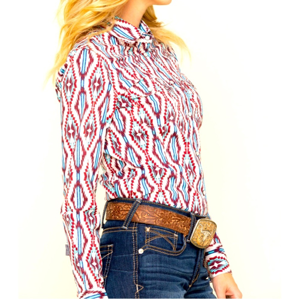 Red and Blue Western Pearl Snap
